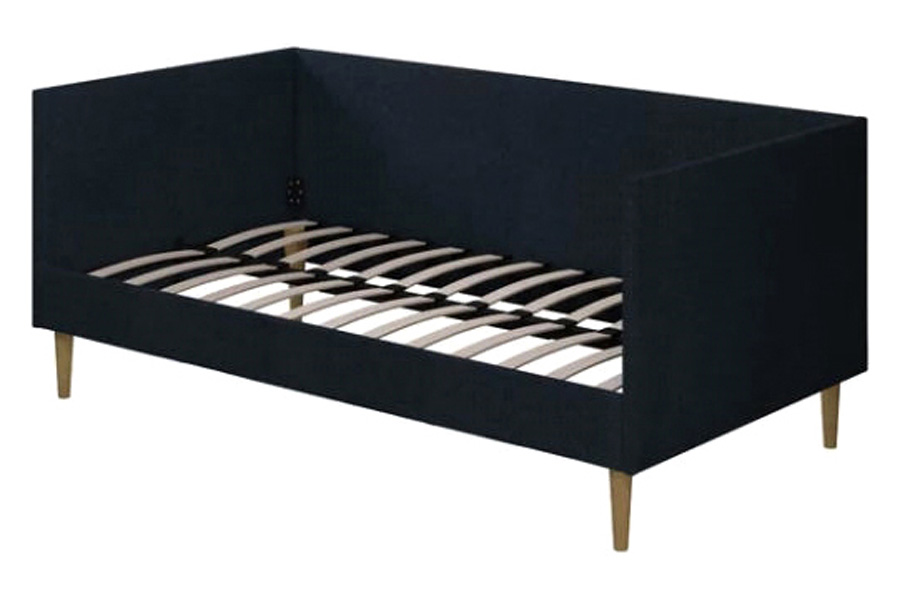 FaFurn - Twin Mid-Century Modern Dark Blue Linen Upholstered Daybed