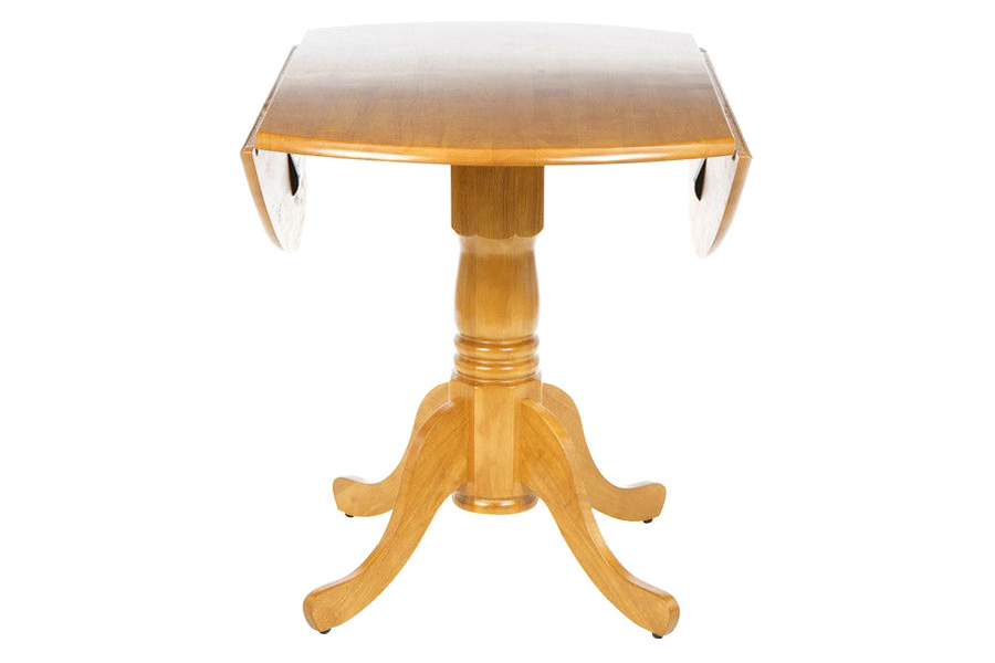 FaFurn - Round 42-Inch Drop-Leaf Dining Table in Oak Wood Finish