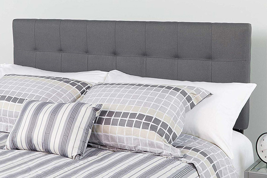 FaFurn - Full Size Dark Gray Fabric Linen Upholstered Panel Headboard
