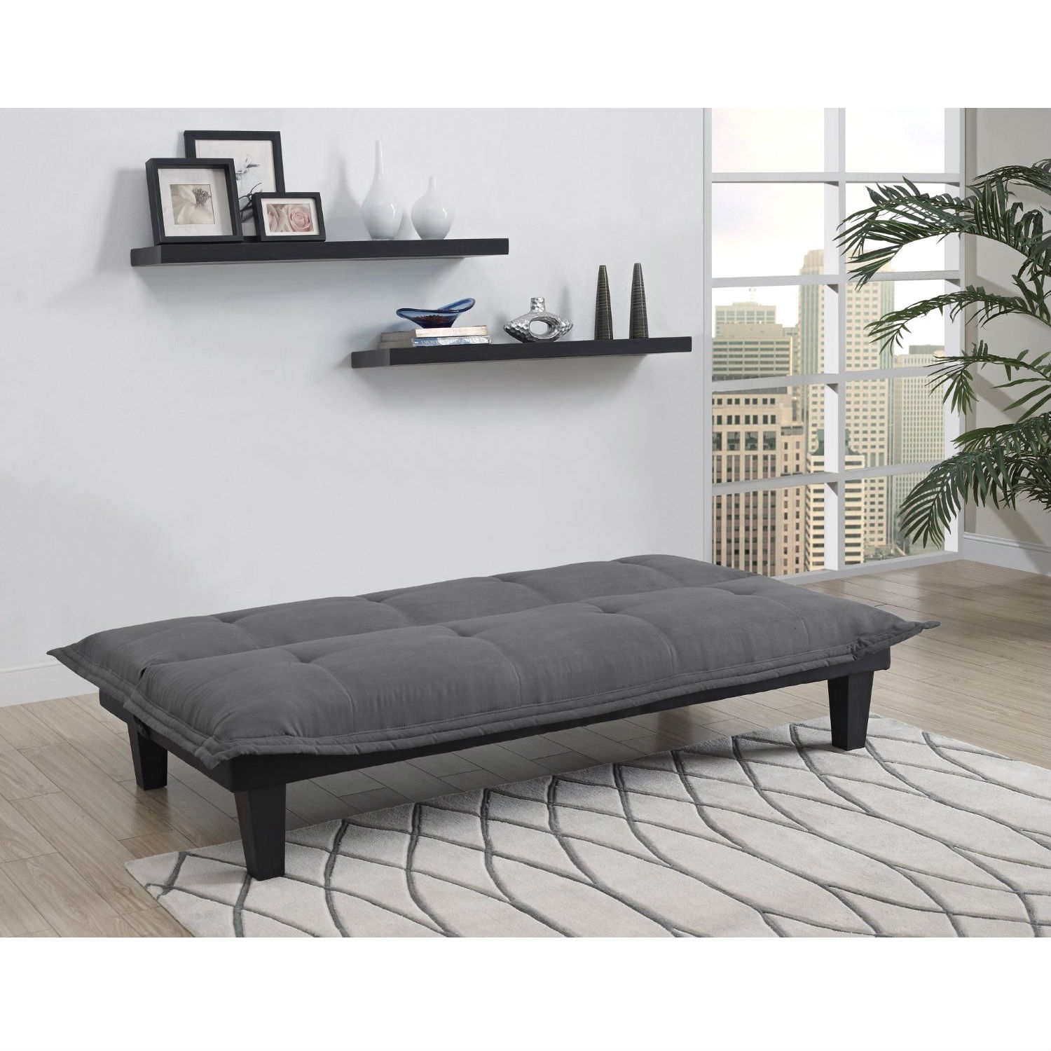 FaFurn Click-Clack Sofa-Bed - Charcoal, Microfiber