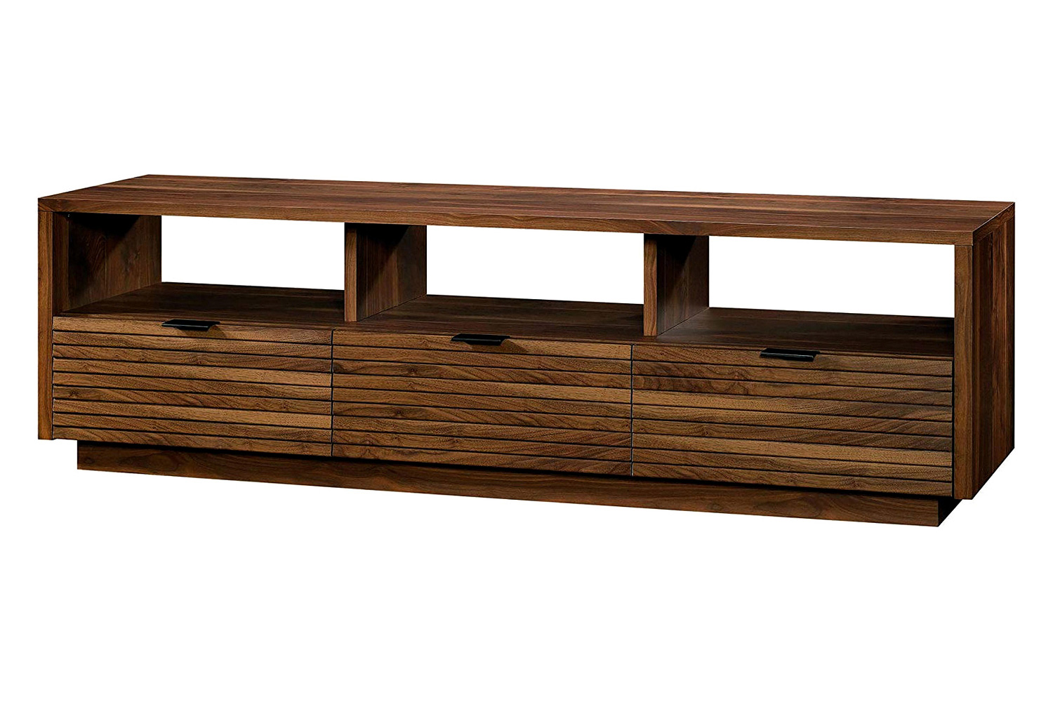FaFurn - Modern Walnut Finish TV Stand Entertainment Center Fits Up To 70-Inch Tv