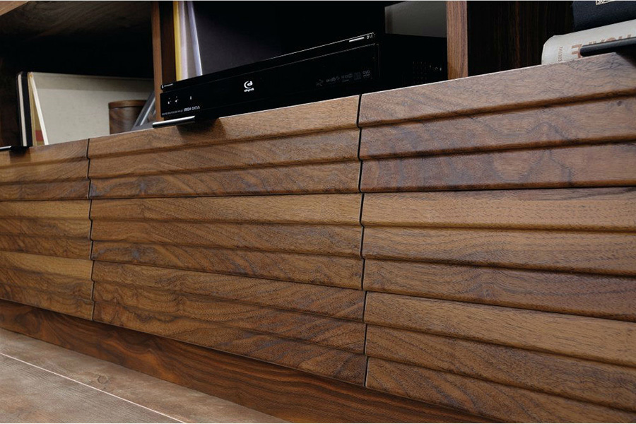 FaFurn - Modern Walnut Finish TV Stand Entertainment Center Fits Up To 70-Inch Tv