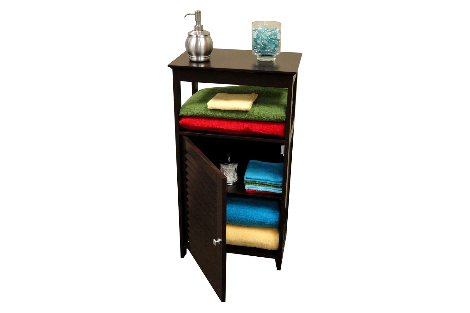 FaFurn - Modern Bathroom Floor Cabinet Free Standing Storage Unit in Espresso Wood Finish