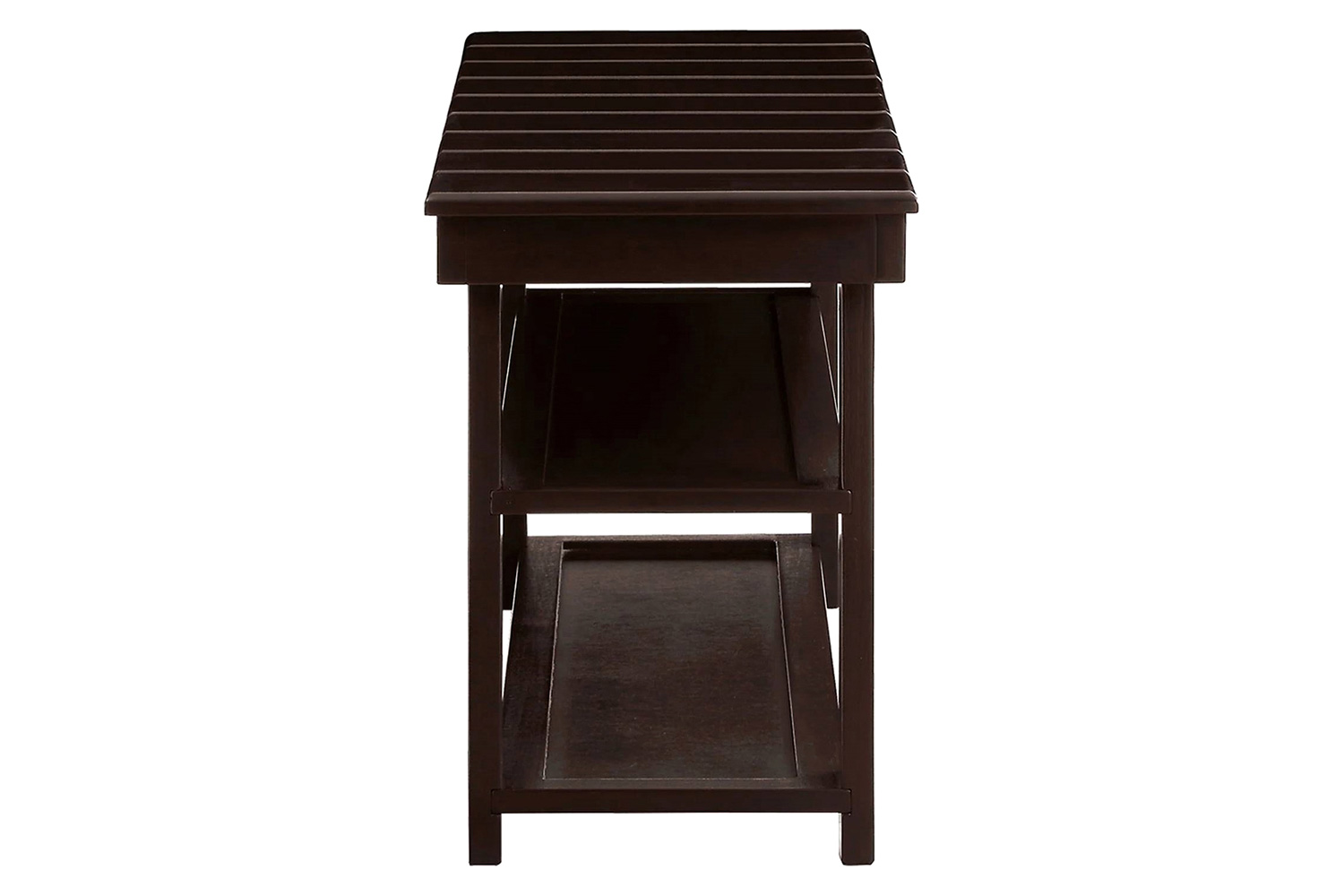 FaFurn Wooden 2-Shelf Shoe Rack Storage Bench - Espresso Brown