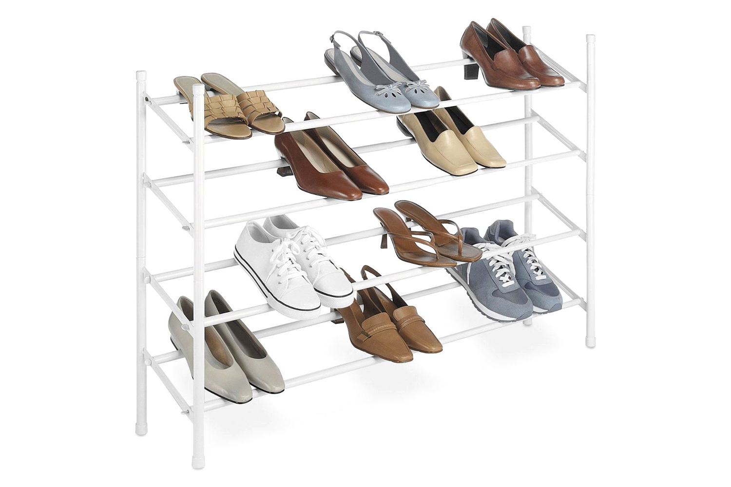 FaFurn - 2-Tier Stackable Shoe Rack Organizer Storage Shelves in White