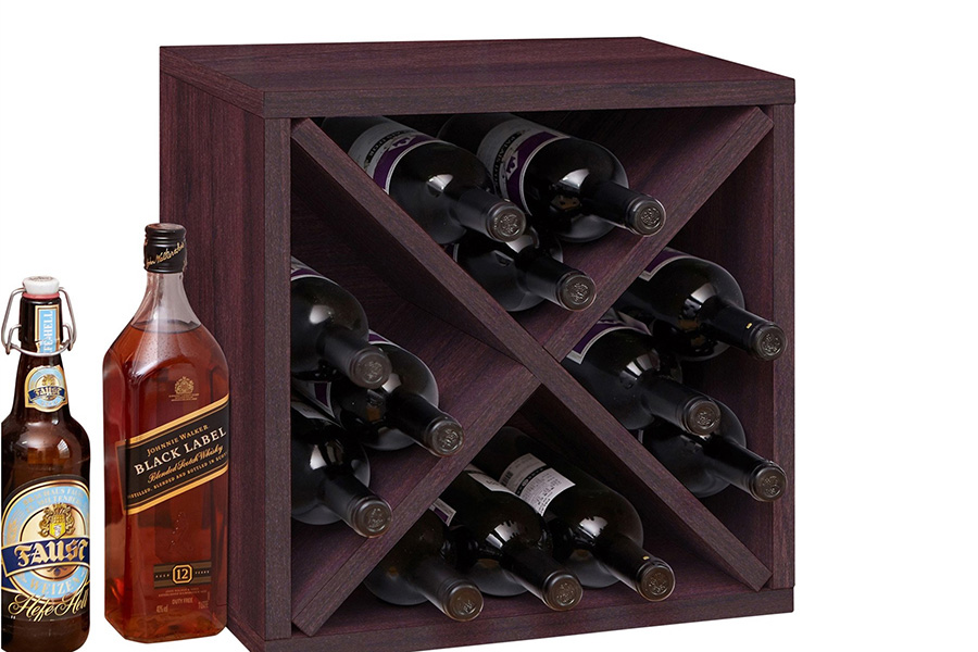 FaFurn - Stackable 12-Bottle Wine Rack in Espresso Brown Wood Finish