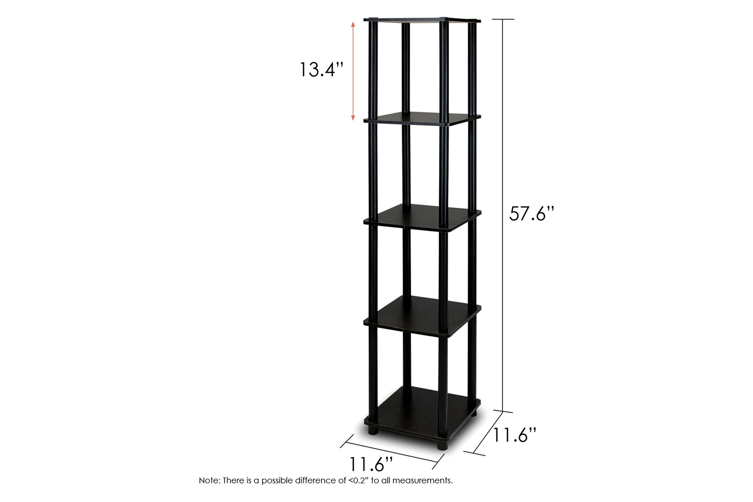 FaFurn - 5-Tier Square Corner Display Shelf Bookcase in Espresso/Black