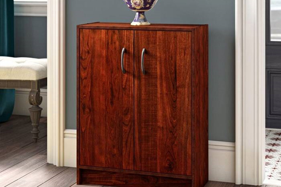 FaFurn - Modern Cherry 2 Door Adjustable Shelves Accent Cabinet Storage Chest