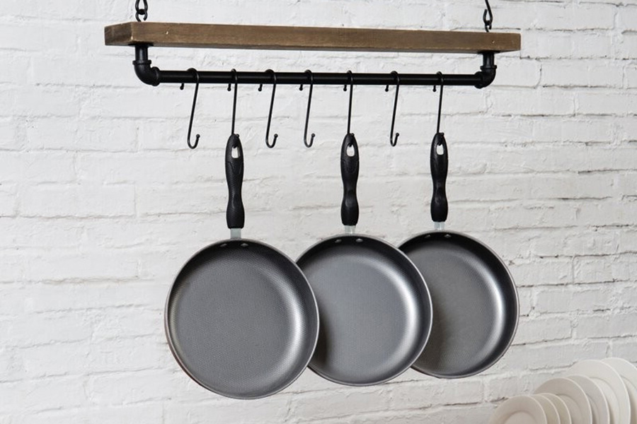 FaFurn - Farmhome Rustic Industrial 8 S-Hooks Ceiling Mounted Hanging Pot Rack