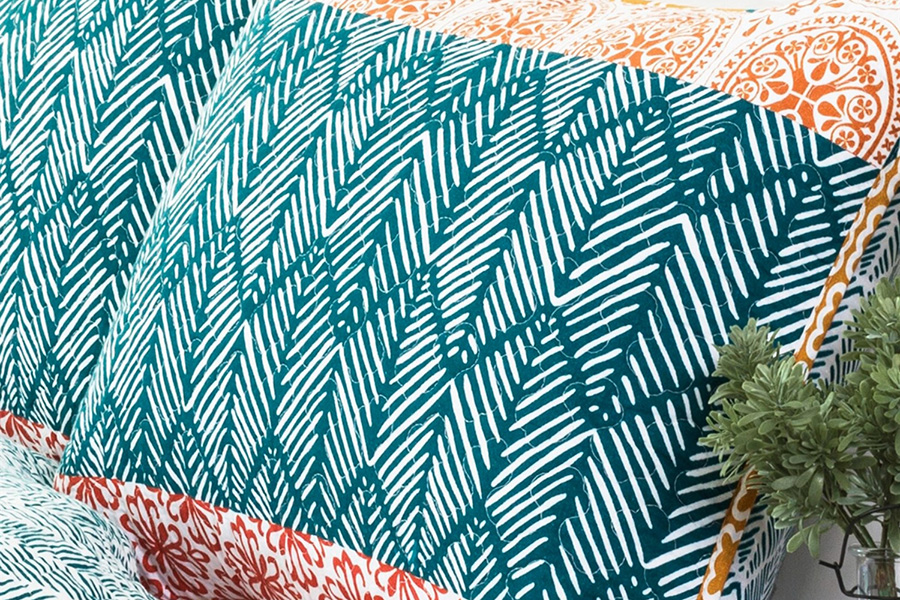 FaFurn Cotton 3 Piece Reversible Bohemian Stripe Quilt Set - Full/Queen Size
