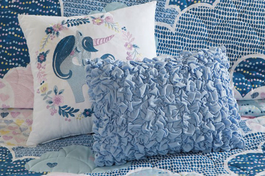FaFurn Kids Unicorn Clouds Quilt Coverlet Bedspread Set - Blue/Pink, Twin/Twin XL Size