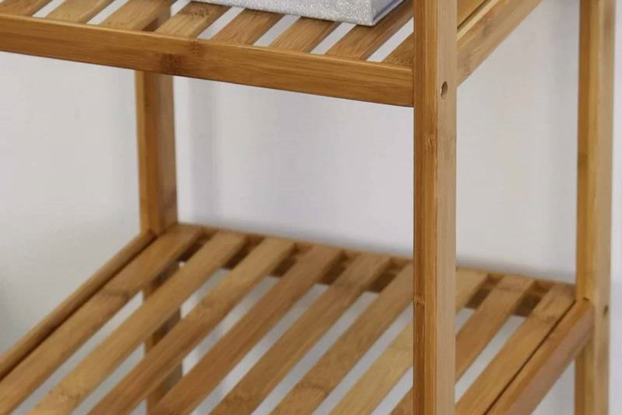 FaFurn - Solid Wood 4-Tier Bathroom Storage Shelving Unit