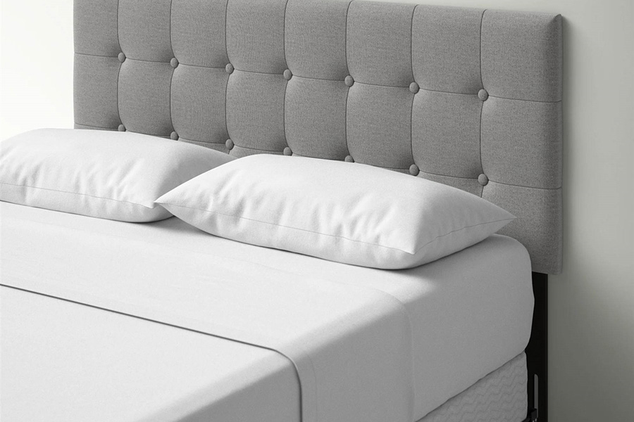 FaFurn Contemporary Button-Tufted Headboard in Upholstered Fabric - Gray, Full Size