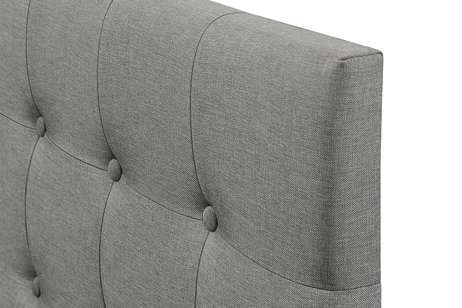 FaFurn Contemporary Button-Tufted Headboard in Upholstered Fabric - Gray, Full Size