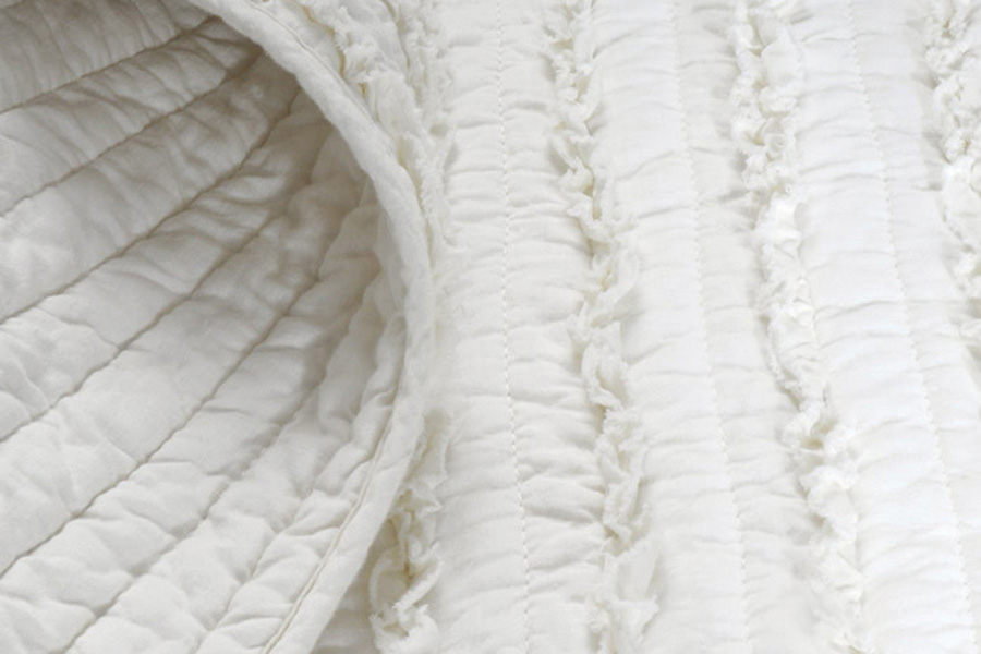 FaFurn 3-Piece Quilt Set 100% Cotton Ruffles - White, King Size