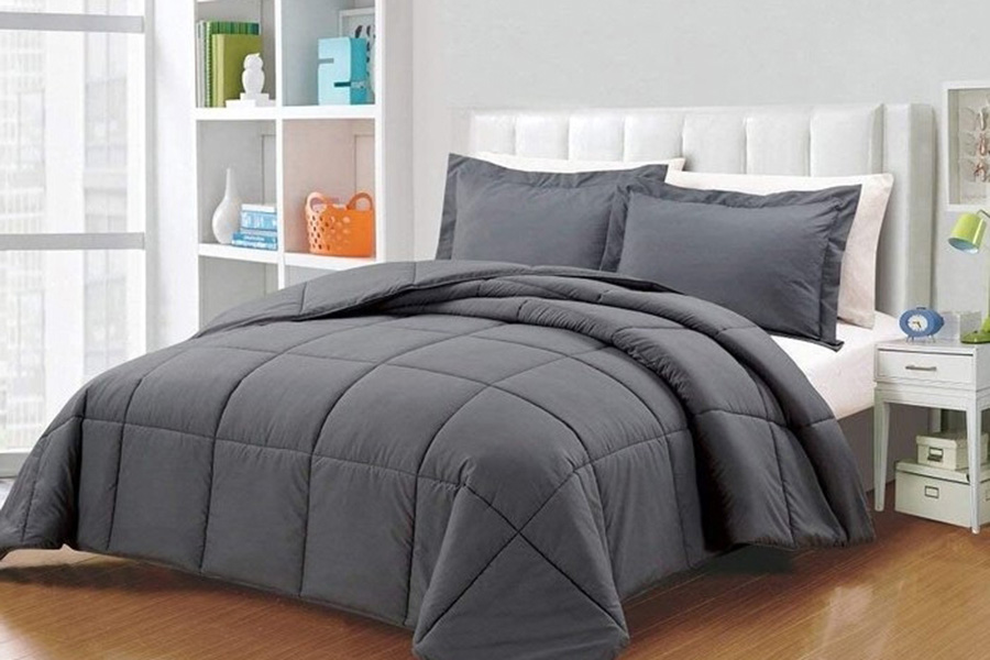 FaFurn Reversible Microfiber Down Alternative Comforter Set - Gray, King Size