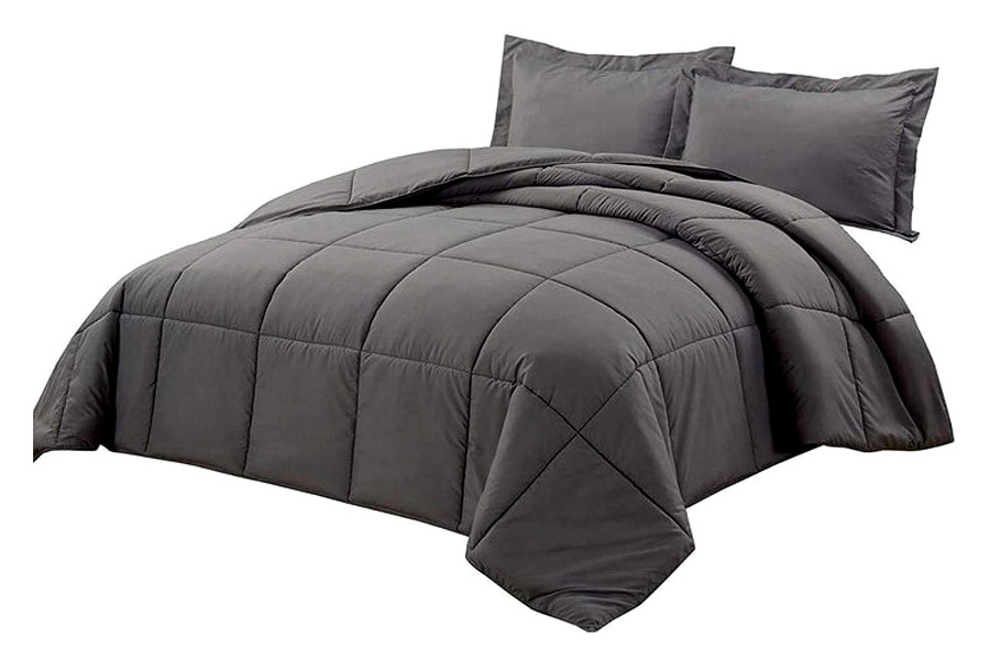 FaFurn Reversible Microfiber Down Alternative Comforter Set - Gray, King Size