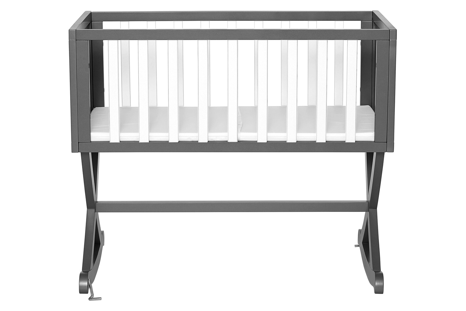 FaFurn Solid Wood Rocking Baby Glider Cradle with Crib Mattress - Gray/White