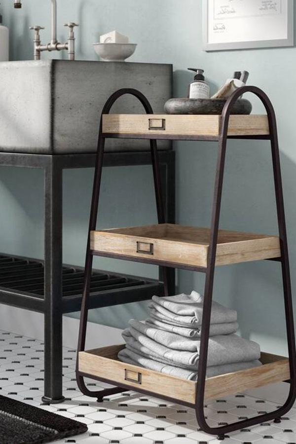 FaFurn - Industrial Freestanding 3-Tier Bathroom Storage Shelving Unit