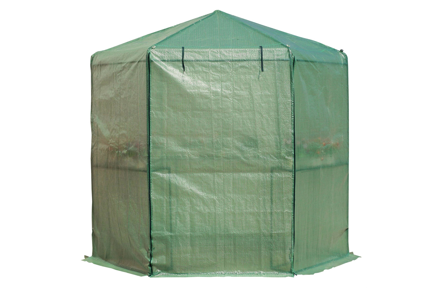 FaFurn - Outdoor Hexagon Greenhouse 6.5 X 7 Ft with Steel Frame Pe Cover and Shelves