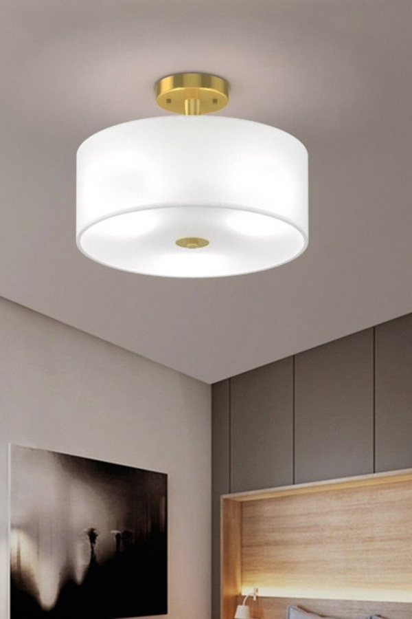 FaFurn - Modern 3-Light Ceiling Mount Glass Pendant Drum Lamp Chandelier White Bronze