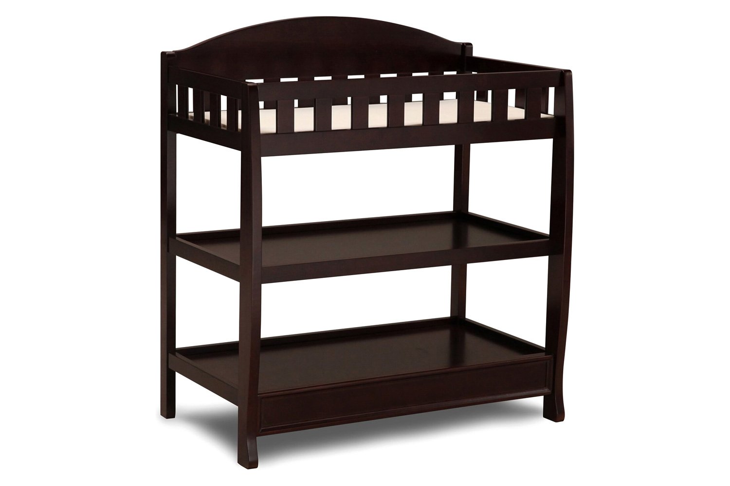 FaFurn Modern Wooden Baby Changing Table with Safety Rail Pad and Strap - Dark Brown