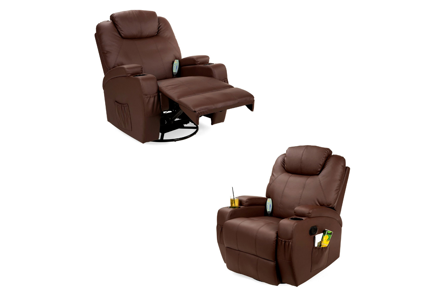 FaFurn - Swivel Heat & Massage Recliner Chair 5 Modes Remote Control
