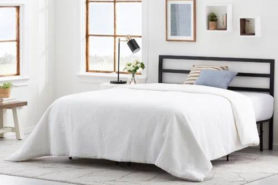 FaFurn Modern Slatted Headboard in Metal Finish - King Size