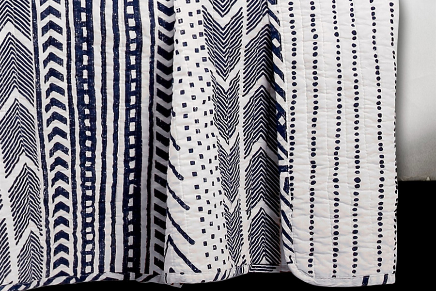 FaFurn 3 Piece Scandinavian Reversible Cotton Set - Blue/White, King Size
