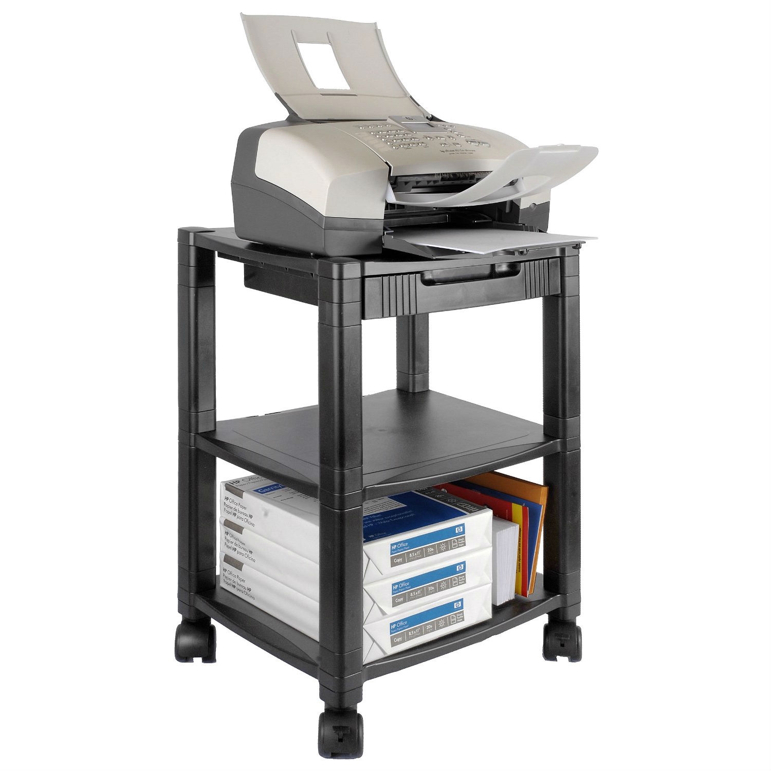 FaFurn - 3-Shelf Printer Stand in Gray