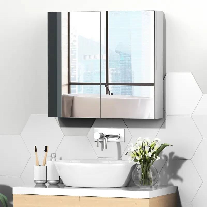 FaFurn - 2-Door Wall Mounted Medicine Cabinet with Mirror