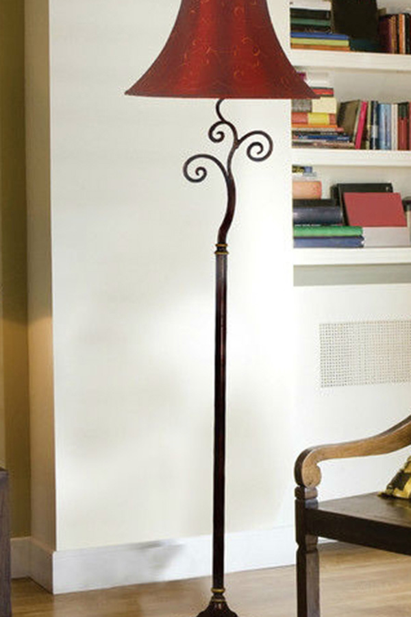 FaFurn - Contemporary 61-Inch Tall Floor Lamp with Red and Gold Bell Shade