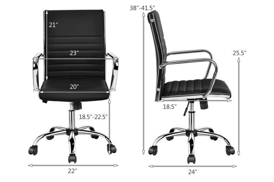 FaFurn Faux Leather High Back Modern Classic Office Chair with Armrests - Black