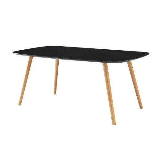 FaFurn Modern Coffee Table with Solid Wood Legs - Black, Wood