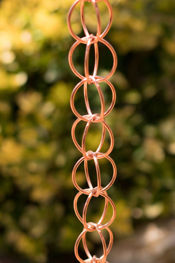 FaFurn - Pure Copper Rings 8.5-Ft Rain Chain Rain Gutter Downspout