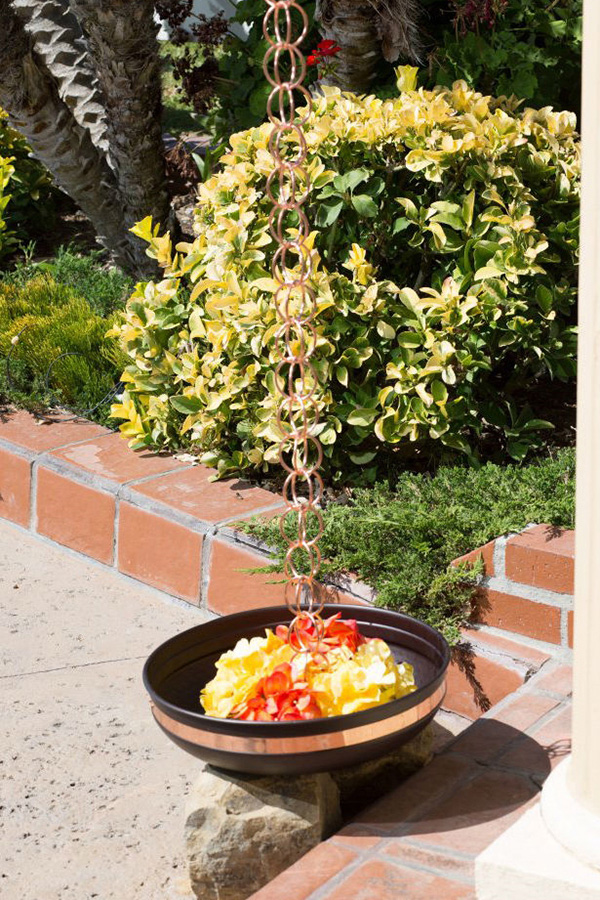 FaFurn - Pure Copper Rings 8.5-Ft Rain Chain Rain Gutter Downspout