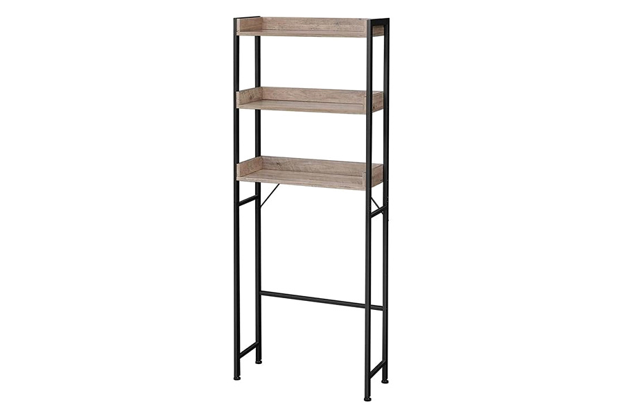 FaFurn - Modern Farmhouse 3 Tier Over The Toilet Metal Wood Storage Shelves