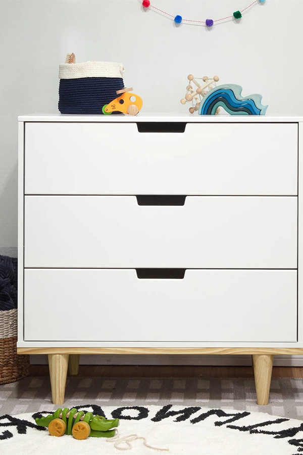 FaFurn - Modern Mid-Century Style 3-Drawer Dresser Chest in Wood Finish
