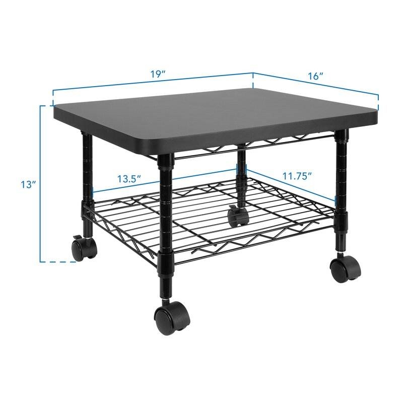 FaFurn - 2-Tier Printer Stand with Casters in Black, Metal