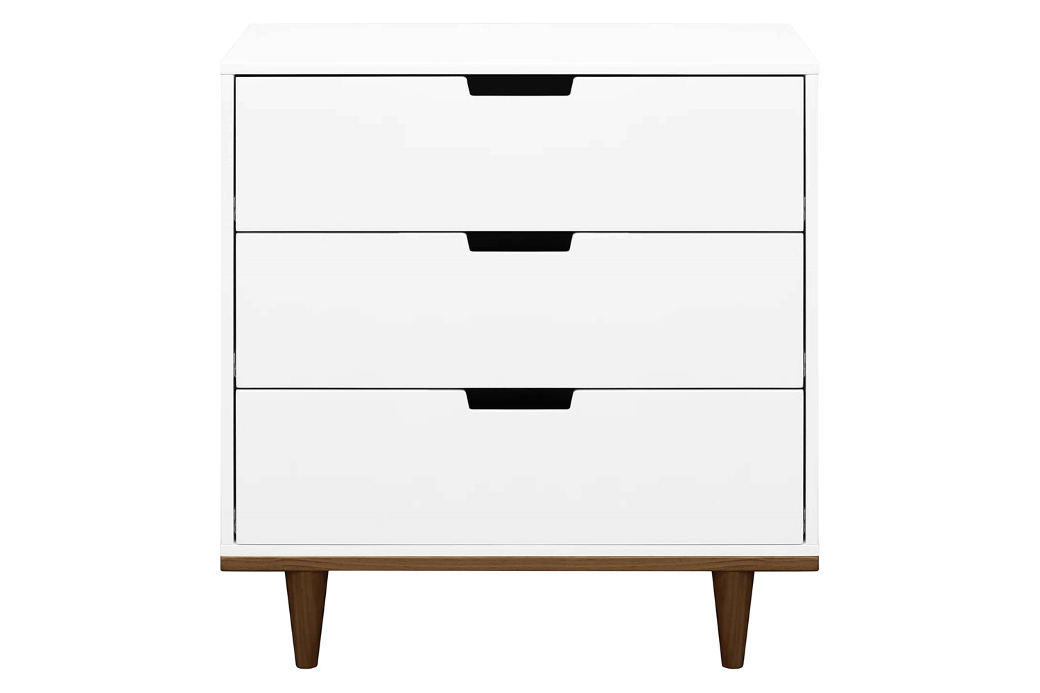 FaFurn Modern Mid-Century Style 3-Drawer Dresser Chest in Wood Finish - White/Walnut