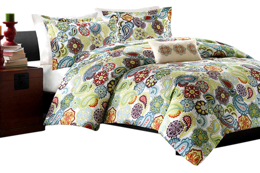 FaFurn - King Size Multi Color Paisley 4 Piece Bed Bag Comforter Set