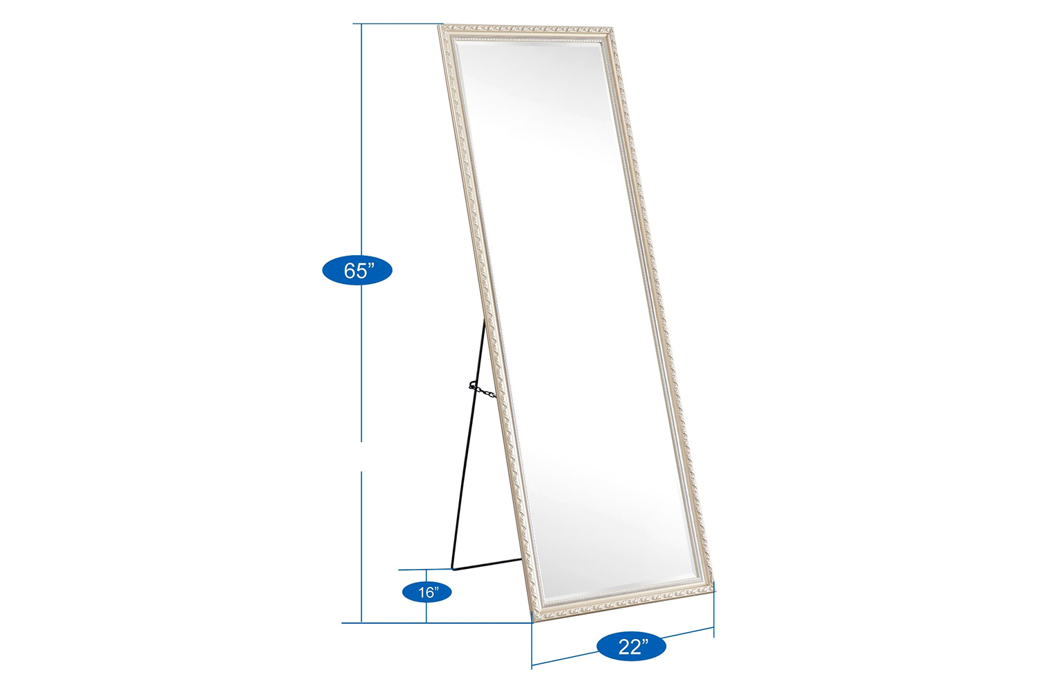 FaFurn - Champagne Full Length 65 X 22 Ornamental Filigree Floor Mirror