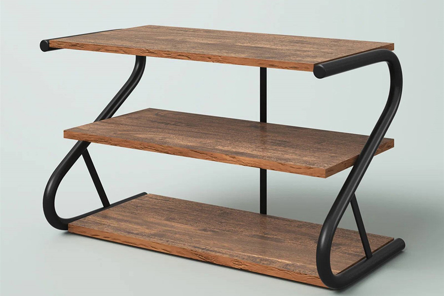 FaFurn - Modern Industrial Metal Wood 3-Tier Shoe Rack Holds Up To 9 Pair of Shoes