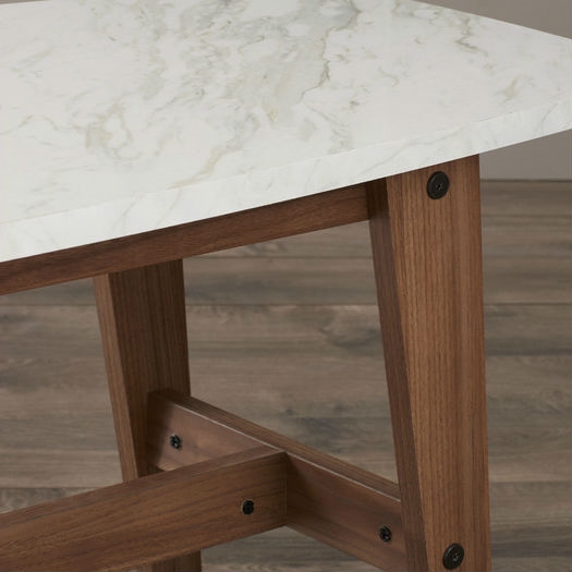 FaFurn - Modern Coffee Table with Faux Marble Top in Wood
