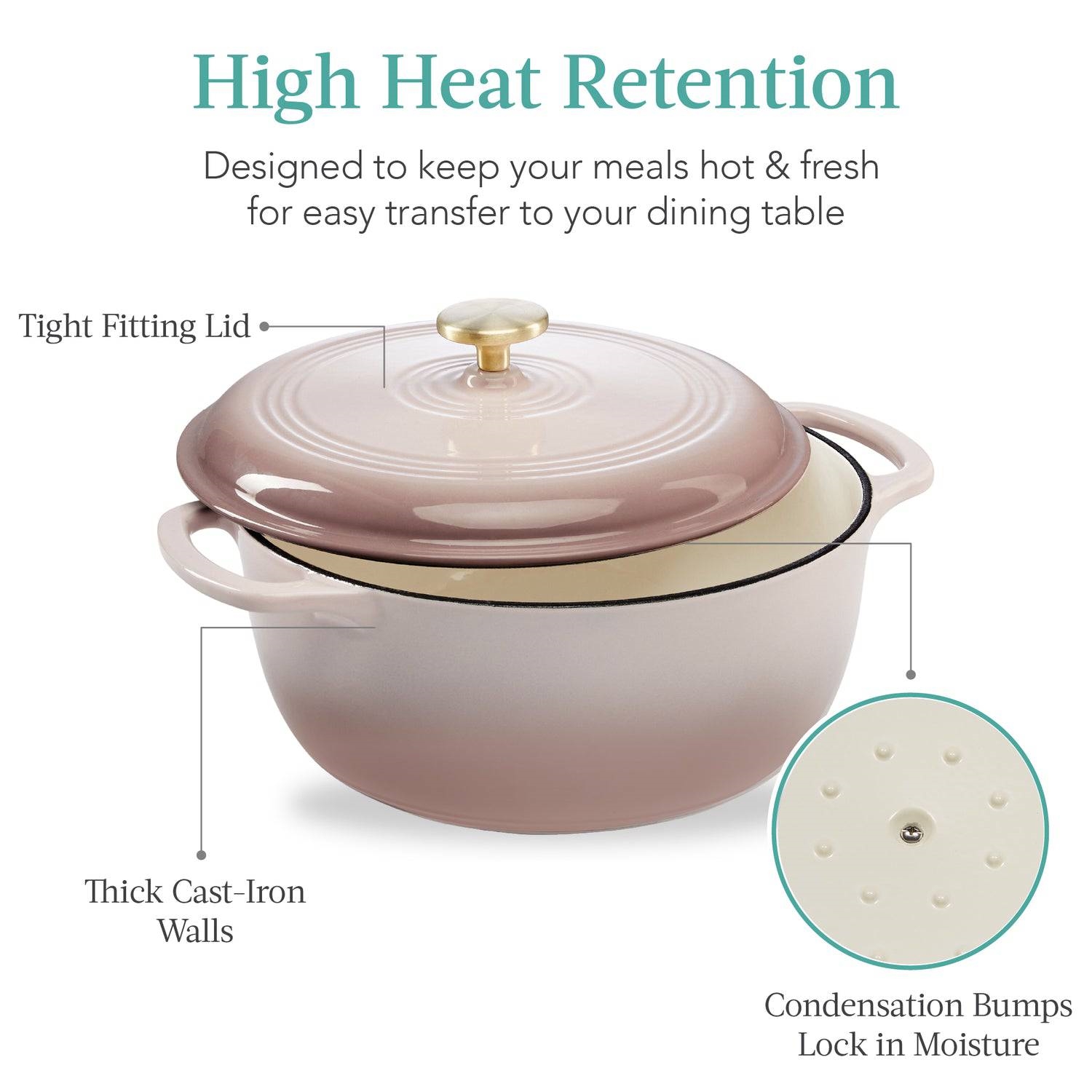 FaFurn 6 Quart Cookware - Pink/Beige, Cast Iron