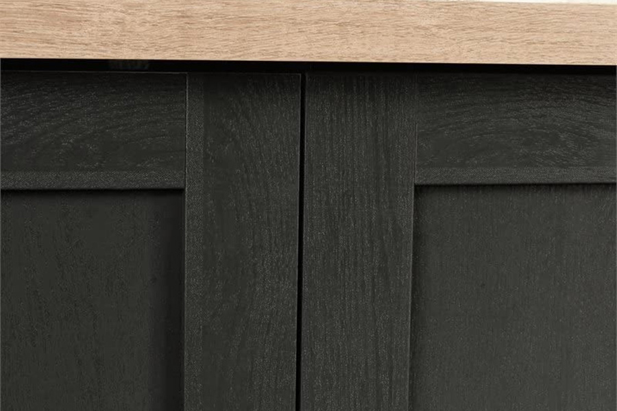 FaFurn - Farmhouse Black Oak Drawer and Garment Rod Wardrobe Armoire