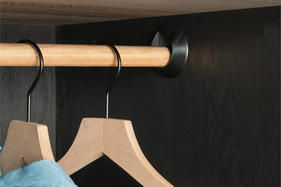 FaFurn - Farmhouse Black Oak Drawer and Garment Rod Wardrobe Armoire