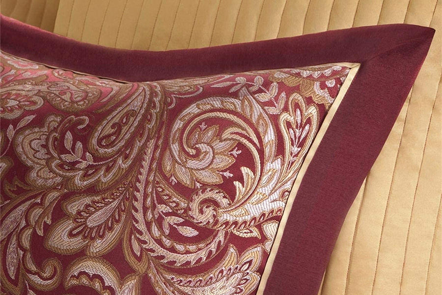 FaFurn 12 Piece Cotton Polyester Comforter Set - Red/Gold, King Size