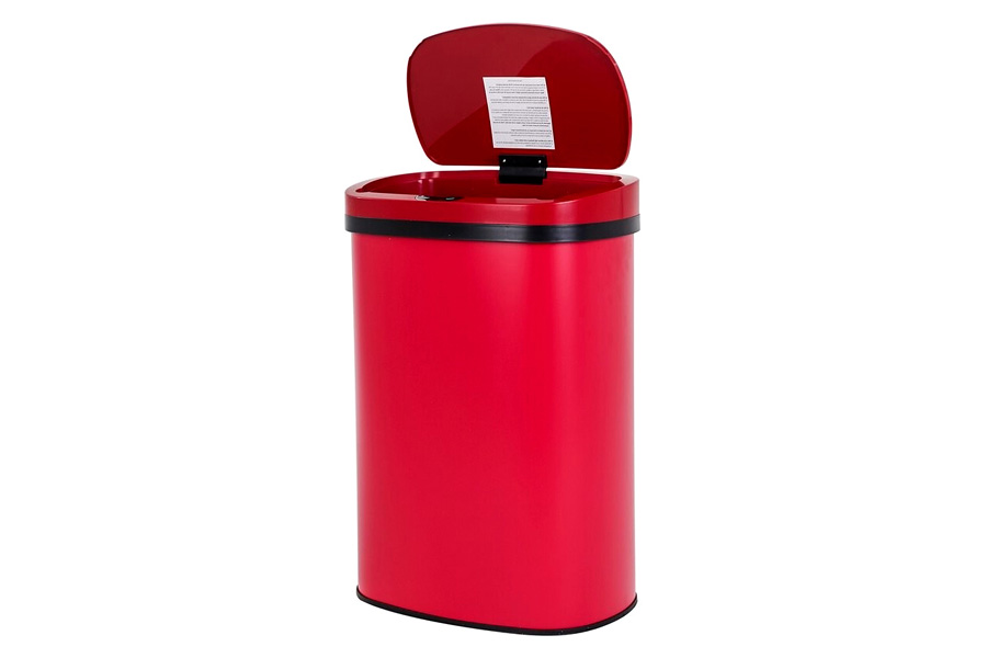 FaFurn - Red 13 Gallon Stainless Steel Motion Sensor Trash Can