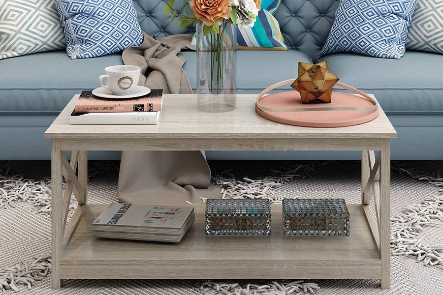 FaFurn - Contemporary 2-Tier Farmhouse Coffee Table